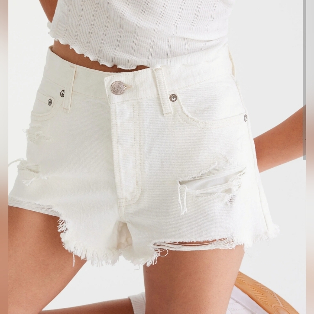 Aeropostale Shorts | Aeropostale Low-Rise Boyfriend Denim Shorts | 12 | White |